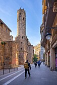 Mittelalterlicher Turm der Kapelle von Sant'Agata, Barcelona, Katalonien, Spanien, Europa