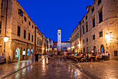 The historic town of Dubrovnik at night, UNESCO World Heritage Site, Southern Dalmatia, Adriatic Coast, Croatia, Europe