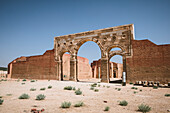 Qasr al-Mushatta desert castle facade with arches, Jordan, Middle East