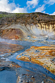 Schlammfluss, geothermisches Gebiet und heiße Quellen bei den Seltun Hot Springs, Krysuvik, Die Hauptstadtregion, Island, Polarregionen