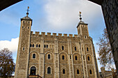 Tower of London through arch, UNESCO World Heritage Site, London, England, United Kingdom, Europe