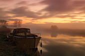 Barge on River Thurne, Norfolk Broads, Norfolk, England, United Kingdom, Europe