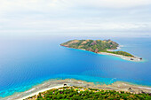 Aerial view of Kuata Island, Yasawa islands, Fiji, South Pacific Islands, Pacific