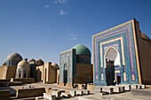 Ulugh Sultan Begim Mausoleum on right, Shah-I-Zinda, UNESCO World Heritage Site, Samarkand, Uzbekistan, Central Asia, Asia