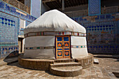 Yurt, Ishrat Khauli Courtyard (Public Court), Tash Khauli Palace, 1830, Ichon Qala (Itchan Kala), UNESCO World Heritage Site, Khiva, Uzbekistan, Central Asia, Asia