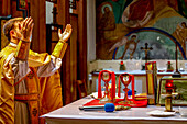 Mass in Saint Volodymyr Greek Catholic Ukrainian Cathedral, Paris, France, Europe
