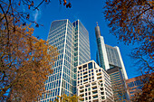 View of financial district skyline, Taunusanlage, Frankfurt am Main, Hesse, Germany, Europe
