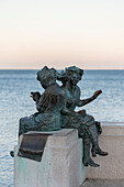 The "Scala Reale" (Royal Stairway) of Trieste with the bronze statues "Ragazze di Trieste" (Girls of Trieste9, Trieste, Friuli-Venezia Giulia, Italy, Europe