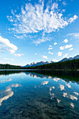 Reflections at Herbert Lake, Icefield parkway, Lake Louise, Banff national park, Alberta, Canada