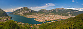 Panoramic of lake Como (ramo di Lecco), Adda river, Lecco mountains and Lecco city from Pian Sciresa, lake Como, Lecco province, Lombardy, Italy, Europe
