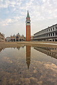 St. Mark's square in the mirror, municipality of Venice, Venezia province, Veneto district, Italy, Europe