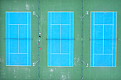 Luftaufnahme der Tennisplätze, Gemeinde La Coruna, Galixia, Spanien, Europa