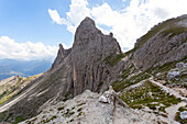 Roda di Vael, an important peak of Catinaccio Group, Dolomites, Fassa Valley, Trento province, Trentino-Alto Adige, Italy