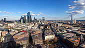 Panoramic view of City of London from the Golden Gallery of St. Paul’s Cathedral, London, Great Britain, UK