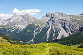 Blick auf das Arosa-Tal vom Weisshorn aus, Natur, Schweizer Alpen, Ferienort Arosa, Kanton Graubünden, Schweiz