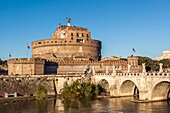 Shot of the castel sant angelo and sant angelo bridge, architecture, rome, italy
