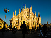 People outside the Piazza del Duomo in Milan