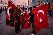Turkish flag sellers on the streets of Istanbul