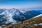 Enjoying the dawn on the Kuhmesser mountain, Schwaz province, Innsbruck Land, Tyrol, Austria, Europe