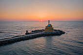Adriatic dawn by the lighthouse of Punta Sabbioni, Cavallino - Treporti, Venice province, Veneto region, Italy, Europe