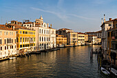 Italy,Veneto,Venice,the first lights of the day illuminate the Canal Grande (Grand Canal)