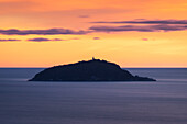 Sonnenuntergang am Golf der Dichter, Insel Tino, Gemeinde Lerici, Provinz La Spezia, Ligurien, Italien, Europa
