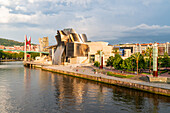 La Salve Bridge and Guggenheim Museum. Bilbao, Basque Country, Spain, Europe.