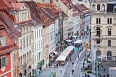 Town square and Herrengasse street, and the city hall of Graz, Austria