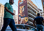 Pagano, mural by Inti Castro, in Hamra, Beirut, Lebanon