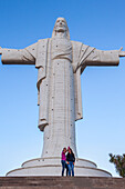 Torists, Largest statue of Jesus Christ in the world, the Cristo de la Concordia in Cochabamba, Bolivia
