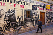 Graffiti, in headquarters of the association of retired annuitants miners, Calle Junin, Potosi, Bolivia