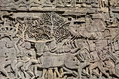 Darstellung, Ramayana-Epos, Flachreliefschnitzereien, im Bayon-Tempel, Angkor Thom, Angkor, Siem Reap, Kambodscha