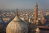 Minaret and domes of Jama Masjid mosque, Delhi, India