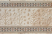Detail, ornamentation, exterior wall of Taj Mahal, UNESCO World Heritage Site, Agra, Uttar Pradesh, India
