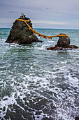 Meoto-Iwa, Wedded Rocks off the coast of Futamigaura Beach, Futami Town on the in Mie Prefecture, Japan.