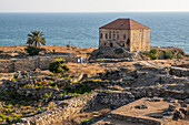 At right Ottoman-era house, Archaeological site, Byblos, Lebanon