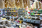 Chinese traditional medicine shop, flea market, at Itsara nuphap alley, Chinatown, Bangkok, Thailand