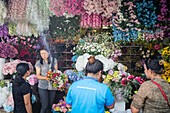 Blumenladen, auf dem Chatuchak, Wochenendmarkt, Bangkok, Thailand