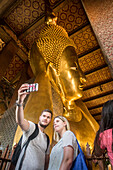 Golden big Buddha, in Wat Pho or Wat Phra Nakhon temple in Bangkok, Thailand