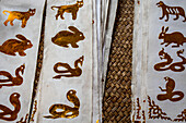 Detail; prayers flags, in Wat Phan Tao temple, Chiang Mai, Thailand