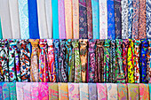 silk scarves, bazaar, Bukhara, Uzbekistan