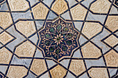 Detail, ornamentation, courtyard of Bibi-Khanym Mosque, Samarkand, Uzbekistan