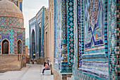 Ustad-Ali-Mausoleum, Shad-i-Mulk-Aqa-Mausoleum, Amirzadeh-Mausoleum und Shirin-Biqa-Aqa-Mausoleum, Shah-i-Zinda-Komplex, Samarkand, Usbekistan