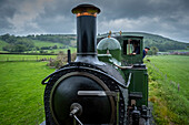 Locomotive and driver, Llanfair and Welshpool Steam Railway, Wales