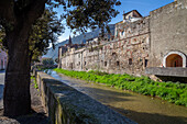 View of the medieval town of Finalborgo. Finalborgo, Finale Ligure, Savona province, Ponente Riviera, Liguria, Italy, Europe.