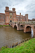 View of the Herstmonceux castle, Herstmonceux, East Sussex, southern England, United Kingdom.