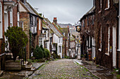 View of the old streets of the village of Rye, East Sussex, southern England, United Kingdom.