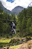Wasserfall in den Bergen, Rabbi, Rabbital, Autonome Provinz Trient, Trentino Alto-Adige/Südtirol,Italien