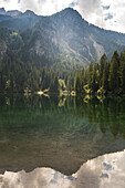 Lake tovel, Brenta Group, Ville d'Anaunia, Non valley, Trentino, Trento Province, Trentino-Alto Adige, Italy, Europe