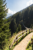 The tibetan bridge in Bagni di Rabbi, Rabbi, Rabbi Valley, Autonomous Province of Trento, Trentino Alto-Adige/Sudtirol, Italy